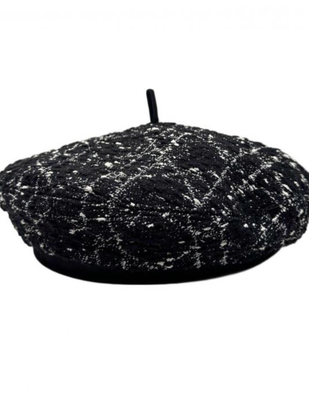 Christian Dior Arty Macrocannage Tweed Beret in black/white